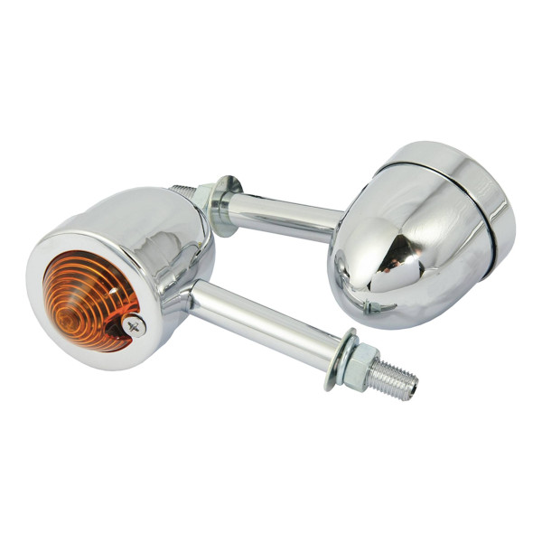 Bike It Bike it long stem mini custom indicators with chrome body and amber lens